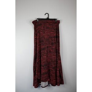 LuLaRoe Maxi Skirt Womens L Red Black Abstract Print Horse Stretch Casual